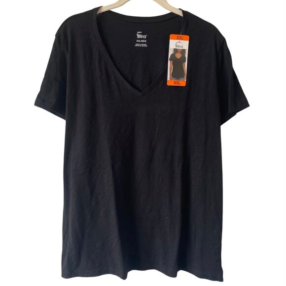 NEW FELINA BUNDLE OF THREE V Neck Short Sleeve T Shirts Size XXL Basic Essential - Picture 3 of 5